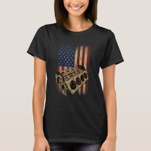 Camiseta Bandeira Americana dos EUA Vintage Retro Engenheir