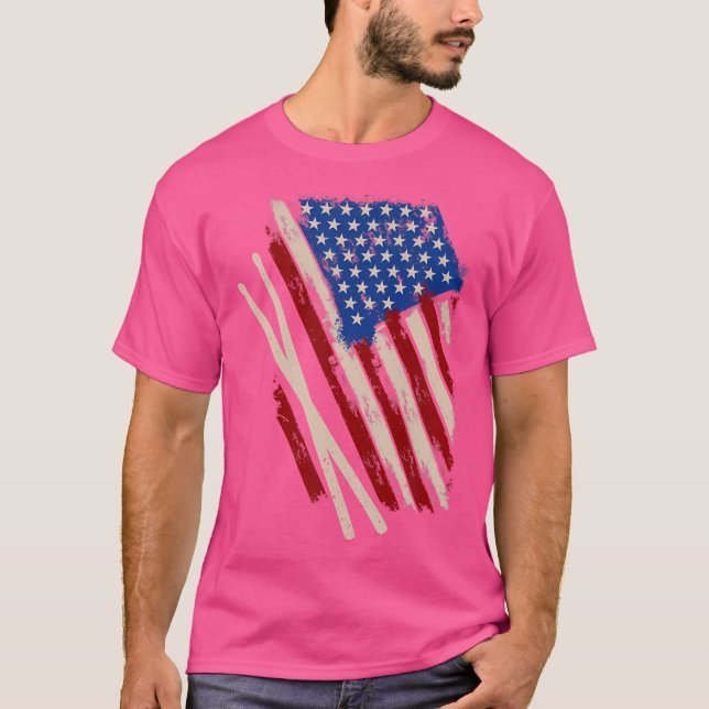 Camiseta Bandeira Americana Drumsticks Drummer Percussion M (Frente)