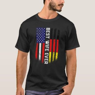 Camiseta Bandeira Americana e Alemanha Melhor Esposa do Mun