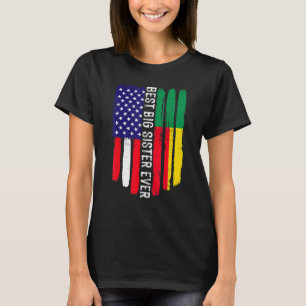 Camiseta Bandeira Americana e Benin Sinalizador Melhor Irmã