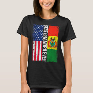 Camiseta Bandeira Americana e Bolívia Melhor Vovô Febre