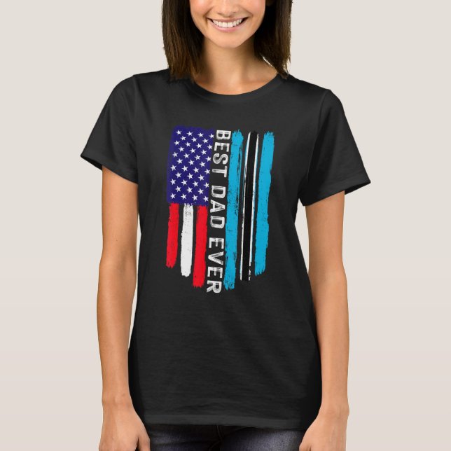 Camiseta Bandeira Americana e Botswana Melhor Pai Da Famíli (Frente)