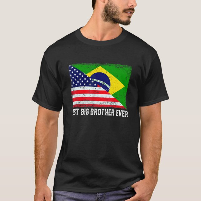 Camiseta Bandeira Americana e Brasil é o melhor irmão mais  (Frente)