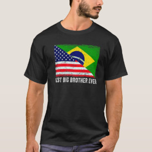 Camiseta Bandeira Americana e Brasil é o melhor irmão mais 