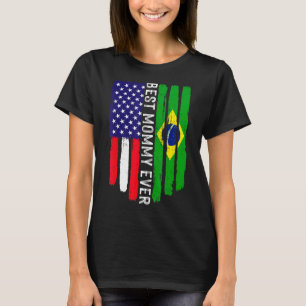Camiseta Bandeira Americana e Brasil Melhor Mamãe Da Famíli