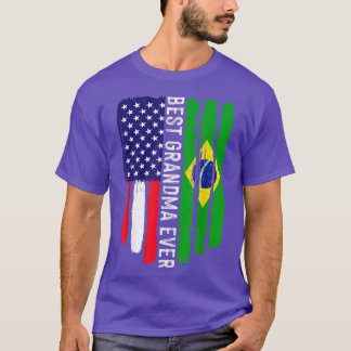Camiseta Bandeira Americana e Brasil Melhor Vovó Nunca Fami
