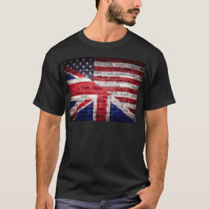 Camiseta Bandeira americana e britânica