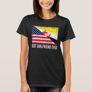 Camiseta Bandeira Americana e Brunei - Melhor Namorada