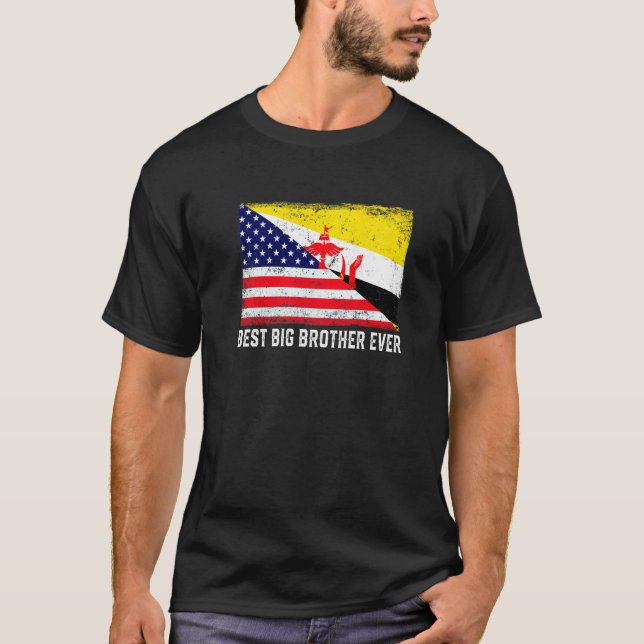 Camiseta Bandeira Americana e Brunei Sinalizador Melhor Irm (Frente)