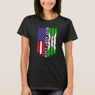 Camiseta Bandeira Americana e Burundi Melhor Tia Nunca Famí