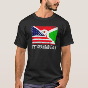 Camiseta Bandeira Americana e Burundi Melhor Vovô Fama