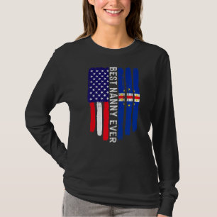 Camiseta Bandeira Americana e Cabo Verde Melhor Nanny Ever
