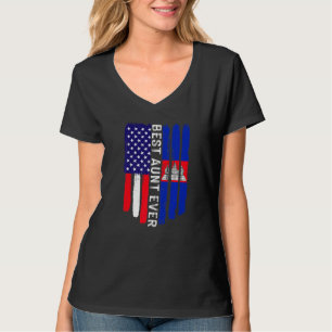 Camiseta Bandeira Americana e Camboja Melhor Tia Nunca Fami
