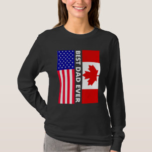 Camiseta Bandeira Americana e Canadá Melhor Pai Em 4º De J