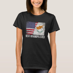 Camiseta Bandeira Americana e Chipre Melhor Avô Ever Fami