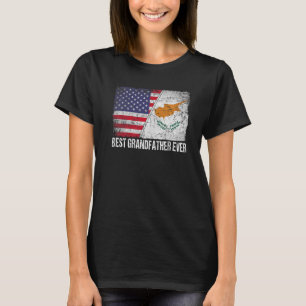 Camiseta Bandeira Americana e Chipre Melhor Avô Nunca