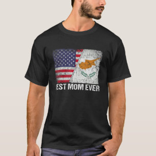 Camiseta Bandeira Americana e Chipre Melhor Mãe Família Nun
