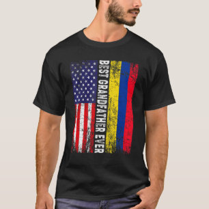 Camiseta Bandeira Americana e Colômbia: Melhor Avô Eva