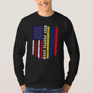 Camiseta Bandeira Americana e Colômbia Melhor Poppie Alguma