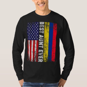 Camiseta Bandeira Americana e Colômbia - Melhor Tia Nunca F