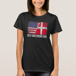 Camiseta Bandeira Americana e Dinamarca - Melhor Namorada