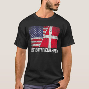 Camiseta Bandeira Americana e Dinamarca - Melhor Namorado N