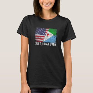 Camiseta Bandeira Americana e Djibouti Bandeira Melhor Nana