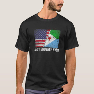 Camiseta Bandeira Americana e Djibuti Bandeira Melhor Irmão