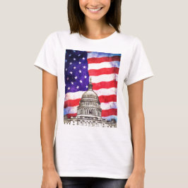 Camiseta Bandeira Americana E Edifício Capitol