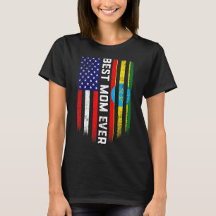 Camiseta Bandeira Americana e Etiópia A Melhor Mãe Da Famíl