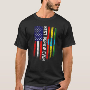 Camiseta Bandeira Americana e Etiópia - Melhor Pepaw Ever F