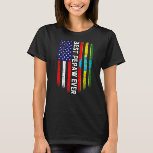 Camiseta Bandeira Americana e Etiópia - Melhor Pepaw Ever F