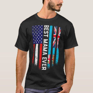 Camiseta Bandeira Americana e Fiji Melhor Família de Mamãe