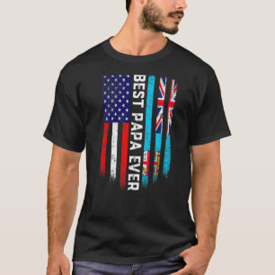 Camiseta Bandeira Americana e Fiji Melhor Família Papa Nunc