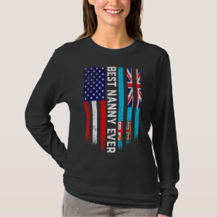 Camiseta bandeira Americana e Fiji Sinalizador Melhor Nanny