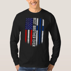 Camiseta Bandeira Americana e Finlândia Melhor Irmão Da Fam