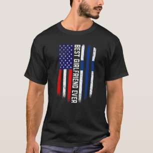 Camiseta Bandeira Americana e Finlândia Melhor Namorada