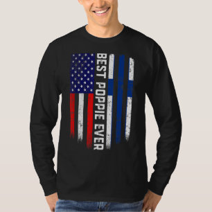 Camiseta Bandeira Americana e Finlândia Melhor Poppie Nunca