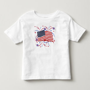 Camiseta Bandeira Americana e Fireworks