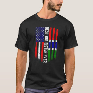 Camiseta Bandeira Americana e Gâmbia Melhor Irmã Grande Eve