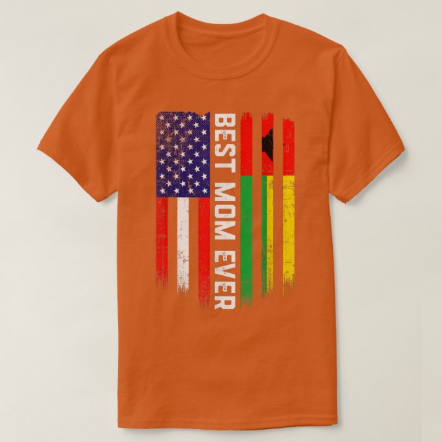 Camiseta Bandeira Americana e Guiné-Bissau Melhor Mãe De To (Frente do Design)