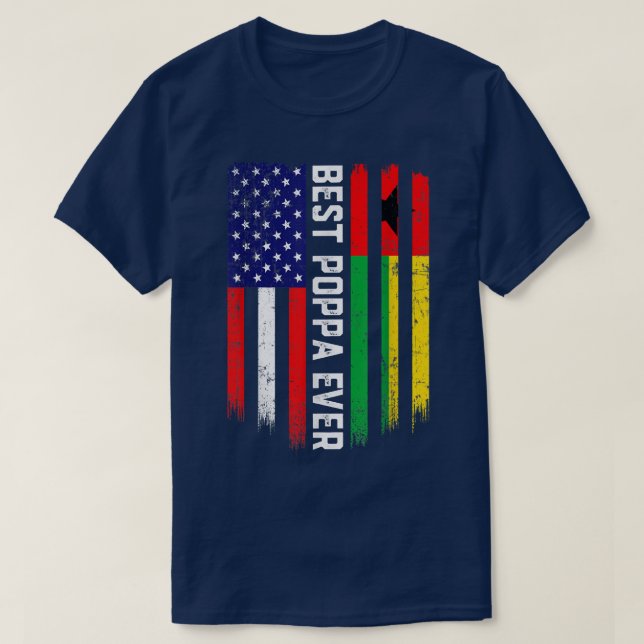 Camiseta Bandeira Americana e Guiné-Bissau Melhor Poppa Nun (Frente do Design)