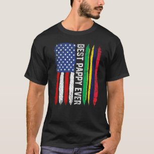 Camiseta Bandeira Americana e Ilha Maurícia Melhor Pappy Fe