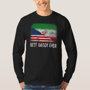 Camiseta Bandeira Americana e Iraniana Melhor Pai Da Famíli