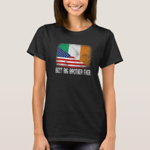 Camiseta Bandeira Americana e Irlanda Melhor Irmão Grande N