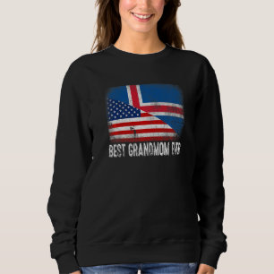 Camiseta Bandeira Americana e Islândia Melhor Avó Alguma Ve