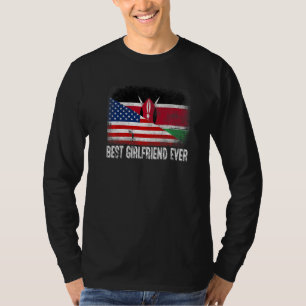 Camiseta Bandeira Americana e Quênia Melhor Namorada De Alg