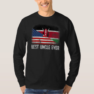 Camiseta Bandeira Americana e Quênia Melhor Tio da Família 