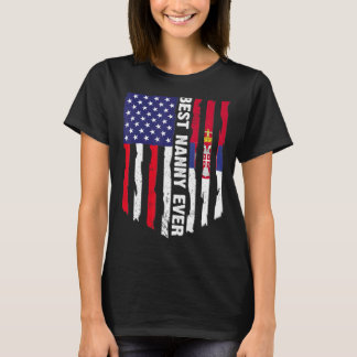 Camiseta Bandeira Americana e Sérvia Sinalizador Melhor Nan