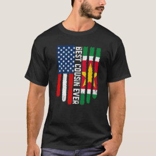 Camiseta Bandeira Americana e Sinalizador do Suriname Melho